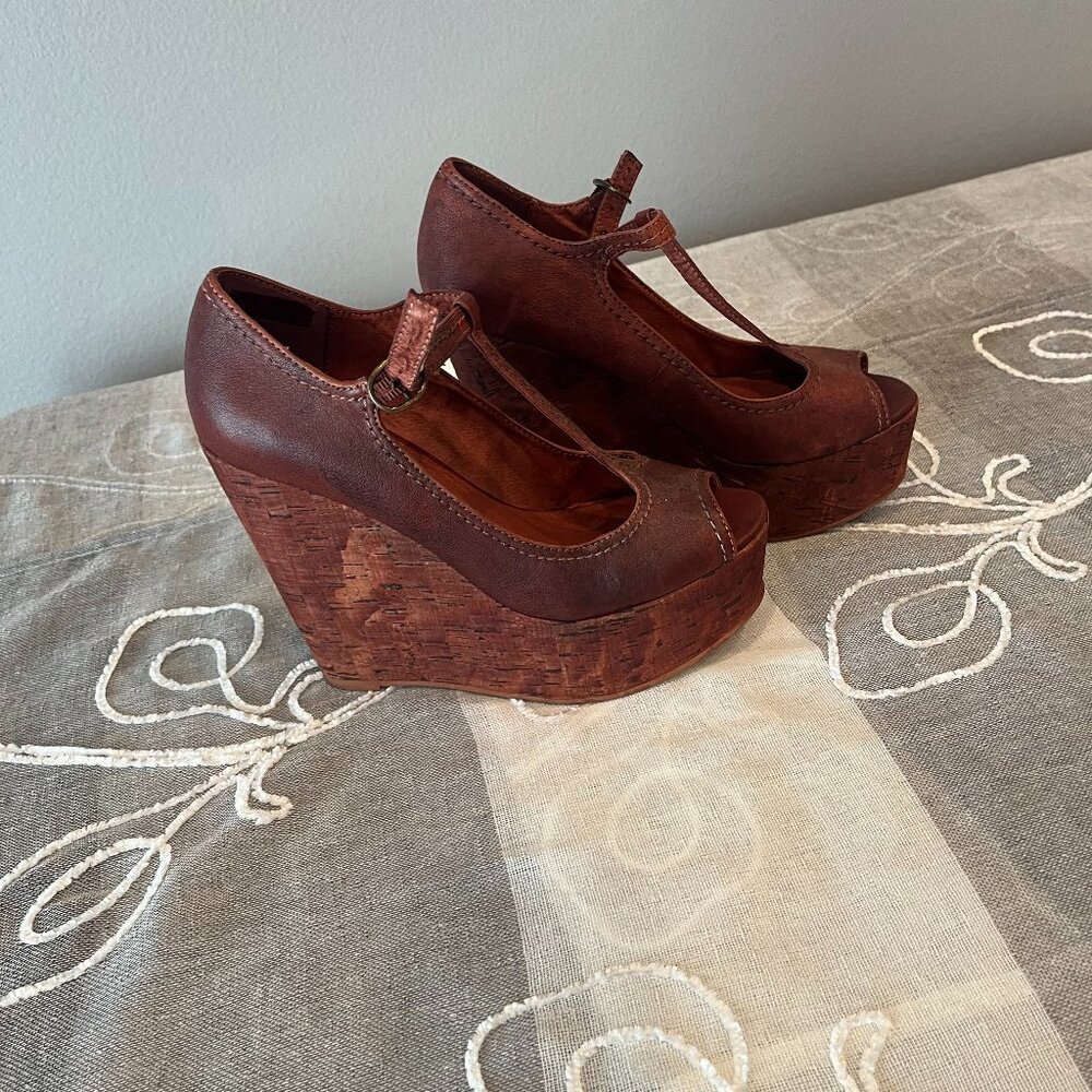 Burgundy Wedge Heel